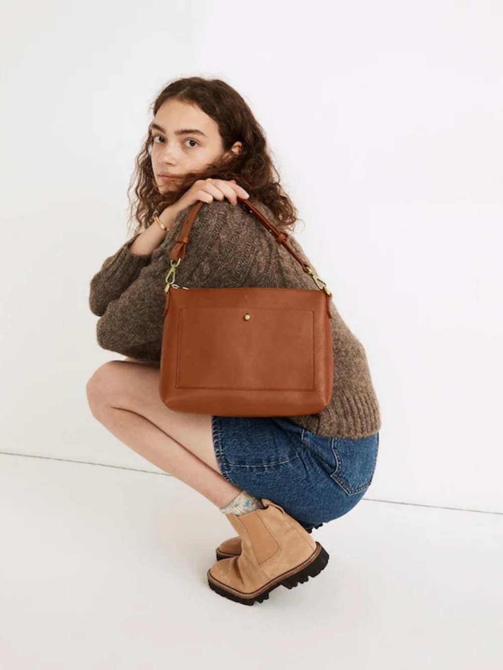 Madewell The Transport Shoulder Crossbody Bag Purse English Saddle Brown